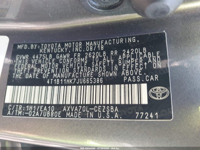 4T1B11HK7JU665386 Toyota a25a-fks