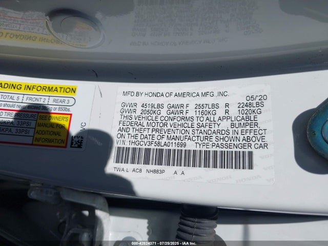 1HGCV3F58LA011699 Honda lfb2