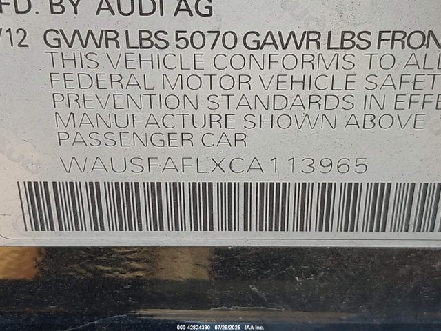 2012 AUDI A4 WAUSFAFLXCA113965 Photo 8