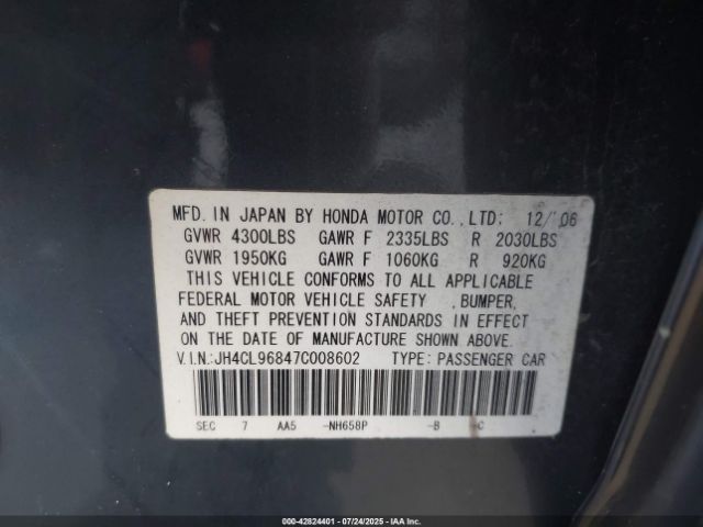 2007 ACURA TSX JH4CL96847C008602 Photo 8