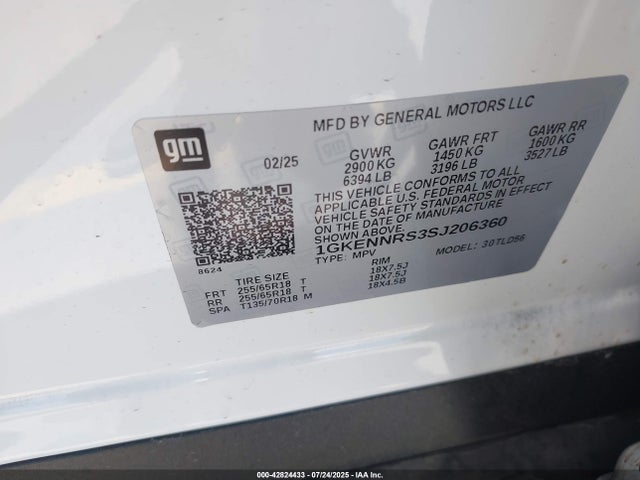 1GKENNRS3SJ206360 GMC lk0