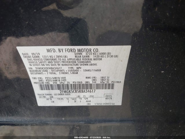 Ford Flex 2019 2FMGK5C85KBA34617 Image 9