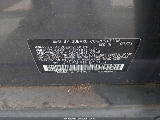 JF1VBAF61P9802179 Subaru dib
