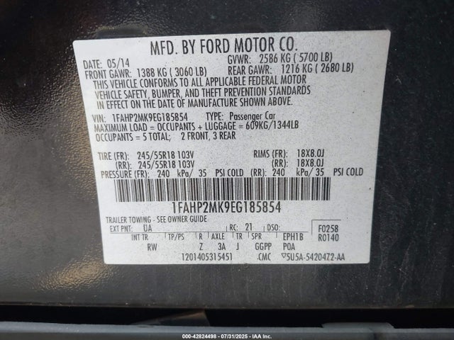 Ford 2014 2014 1FAHP2MK9EG185854 Image 9