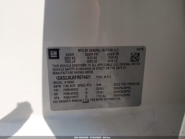 1GKS2JKJ6FR674421 GMC l86 - vvt, afm, e85 max, aluminum