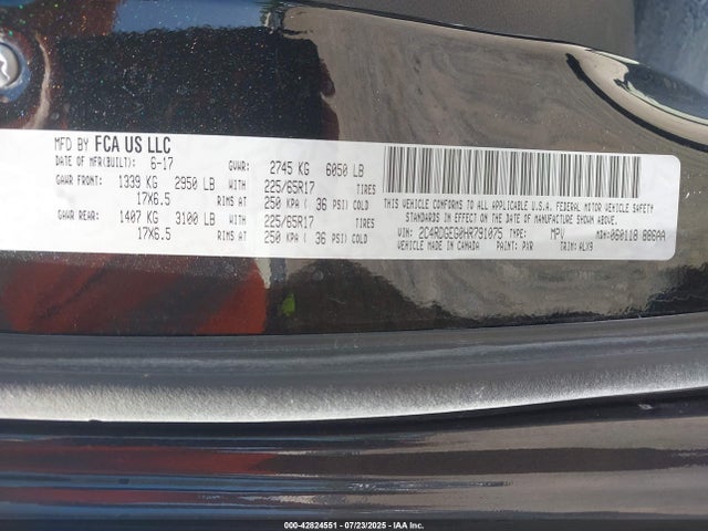 2C4RDGEG0HR791075 Dodge 2017