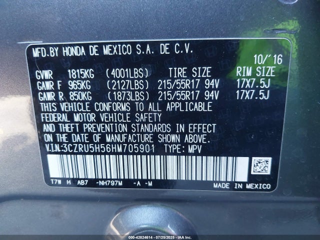 3CZRU5H56HM705901 Honda r18z9