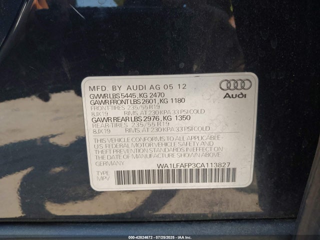 2012 AUDI Q5 WA1LFAFP3CA113827 Photo 8