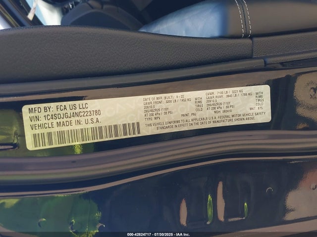 1C4SDJGJ4NC223780 Dodge Durango