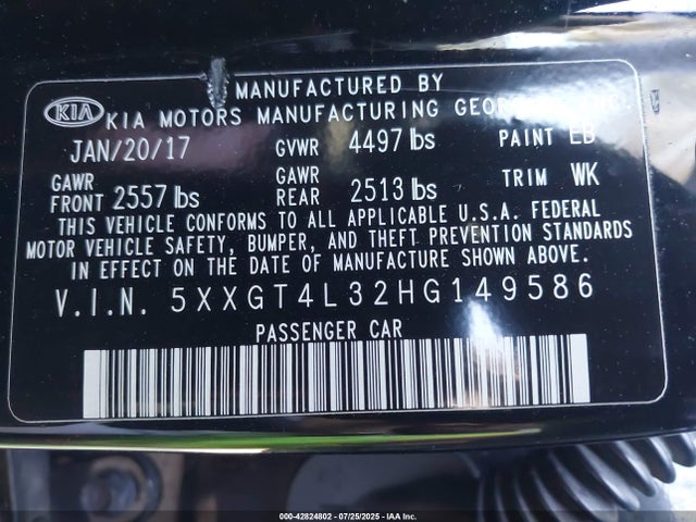 5XXGT4L32HG149586 KIA g 2.4 dohc gdi