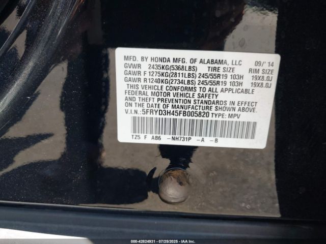2015 ACURA MDX 5FRYD3H45FB005820 Photo 8