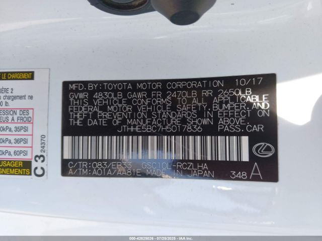 2017 LEXUS RC 350 JTHHE5BC7H5017836 Photo 8