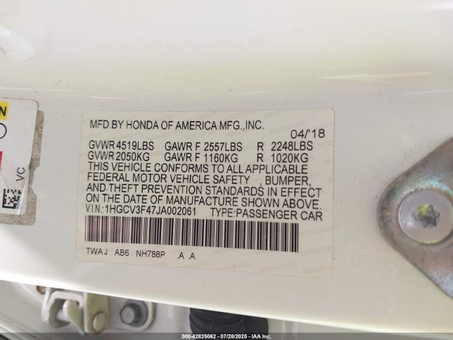 1HGCV3F47JA002061 Honda lfb1/lfb2
