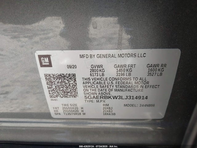5GAERBKW3LJ314914 Buick lfy - spark ignited direct injection, atss, gen1