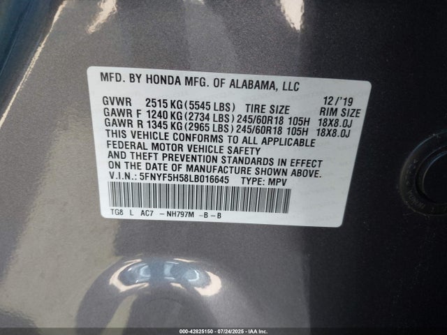 5FNYF5H58LB016645 Honda j35y6