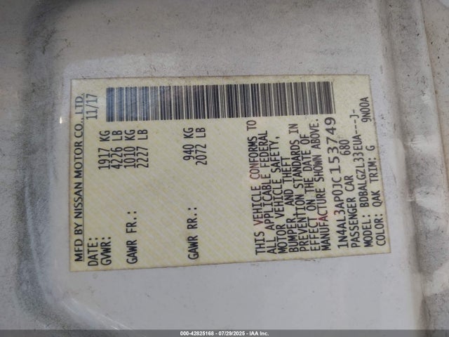 1N4AL3AP0JC153749 Nissan Altima