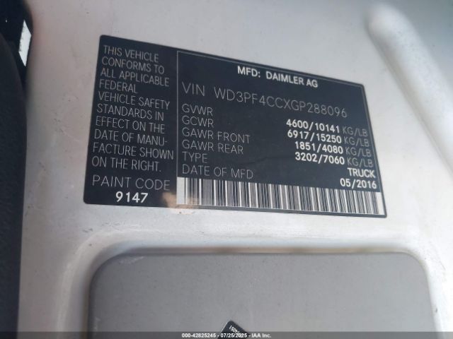 2016 MERCEDES-BENZ SPRINTER 3500 WD3PF4CCXGP288096 Photo 8