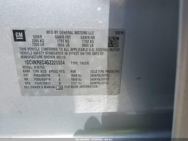1GCVKREC4GZ220934 Chevrolet l83 - sidi, vvt, afm, e85 max, aluminum