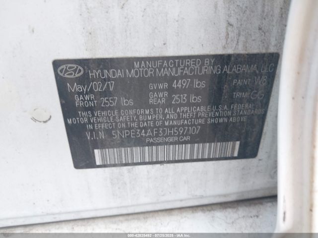 2018 HYUNDAI SONATA 5NPE34AF3JH597107 Photo 8