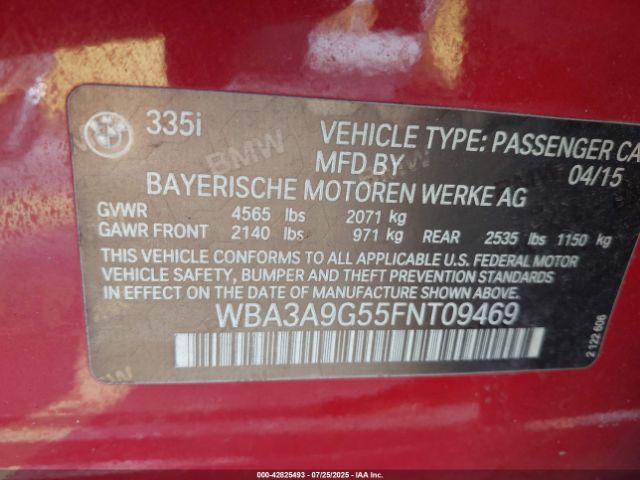 2015 BMW 335I WBA3A9G55FNT09469 Photo 8