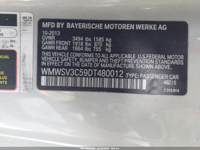 2013 MINI HARDTOP WMWSV3C59DT480012 Photo 8