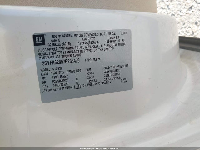 2007 CADILLAC ESCALADE EXT 3GYFK62897G288479 Photo 8