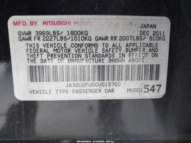 2012 MITSUBISHI LANCER JA32U2FU0CU015760 Photo 8