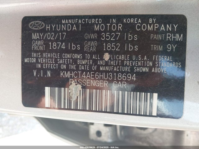 KMHCT4AE6HU318694 Hyundai 2017