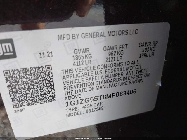 2021 CHEVROLET MALIBU 1G1ZG5ST8MF083406 Photo 8