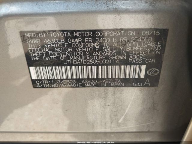 2016 LEXUS IS 200T JTHBA1D28G5002114 Photo 8