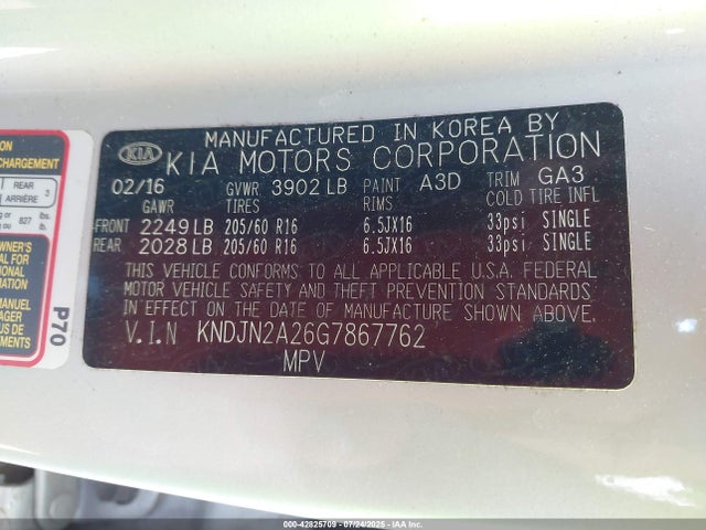 KIA gdi gamma 2016 KNDJN2A26G7867762 Image 9
