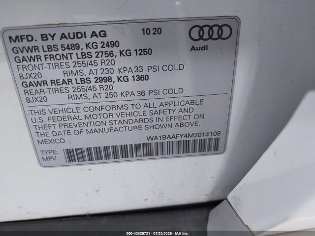 WA1BAAFY4M2014108 Audi Q5