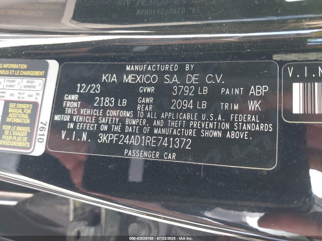 3KPF24AD1RE741372 KIA mpi nu