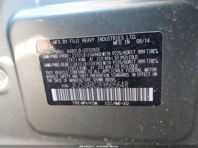 Subaru 2.5na u5 2015 JF2SJABC2FH505648 Image 9