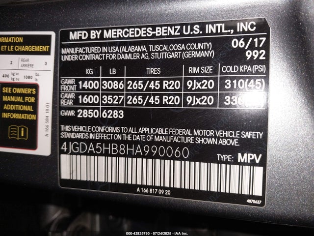 4JGDA5HB8HA990060 Mercedes-Benz m276