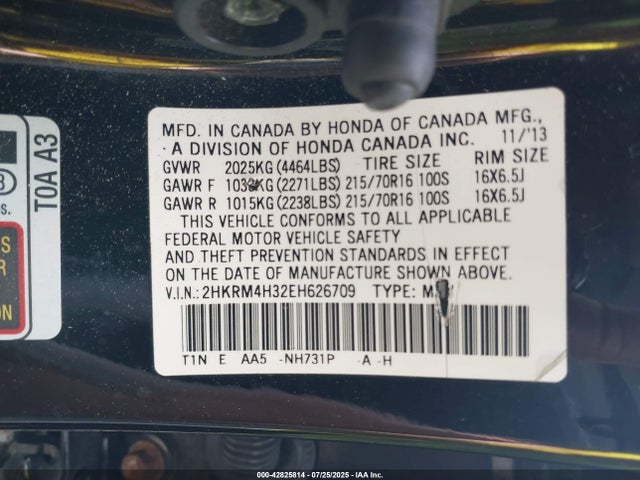 2HKRM4H32EH626709 Honda k24z7