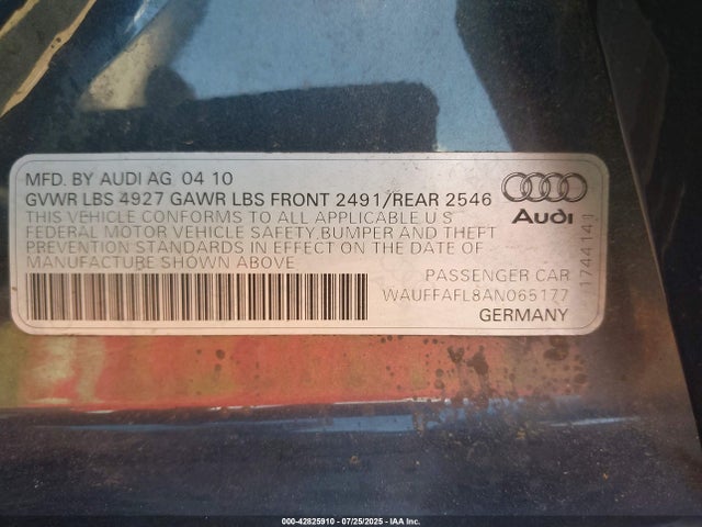 2010 AUDI A4 WAUFFAFL8AN065177 Photo 8