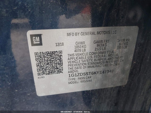 1G1ZD5ST6KF147349 Chevrolet lfv - direct injection, variable valve timing, gen 1