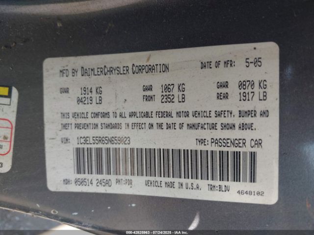 2005 CHRYSLER SEBRING 1C3EL55R65N659023 Photo 8