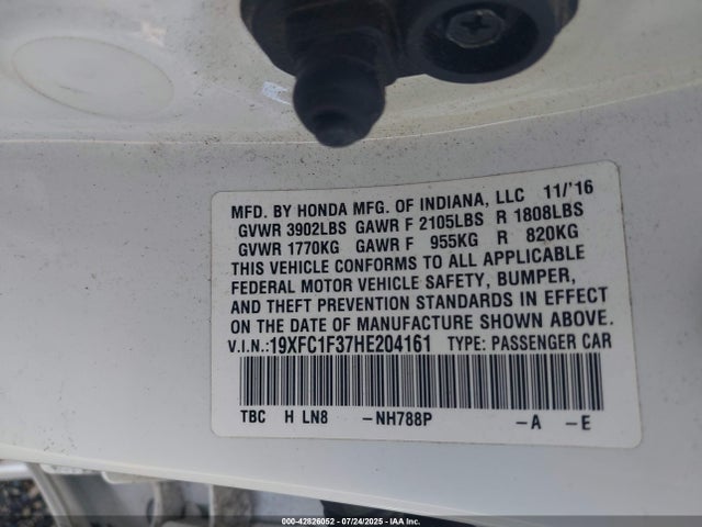 Honda l15b7 2017 19XFC1F37HE204161 Image 9