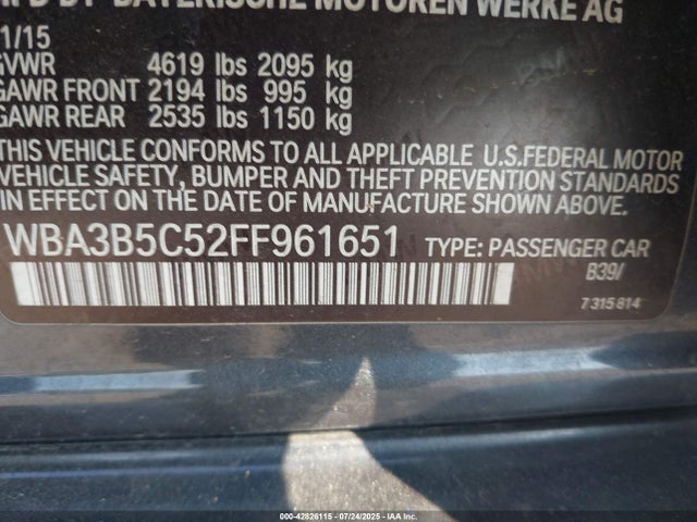 BMW 328I 2015 WBA3B5C52FF961651 Image 9