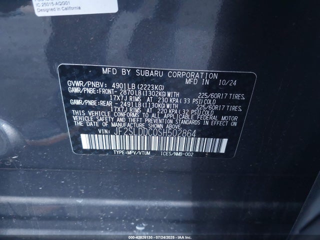 JF2SLDDC0SH502864 Subaru na