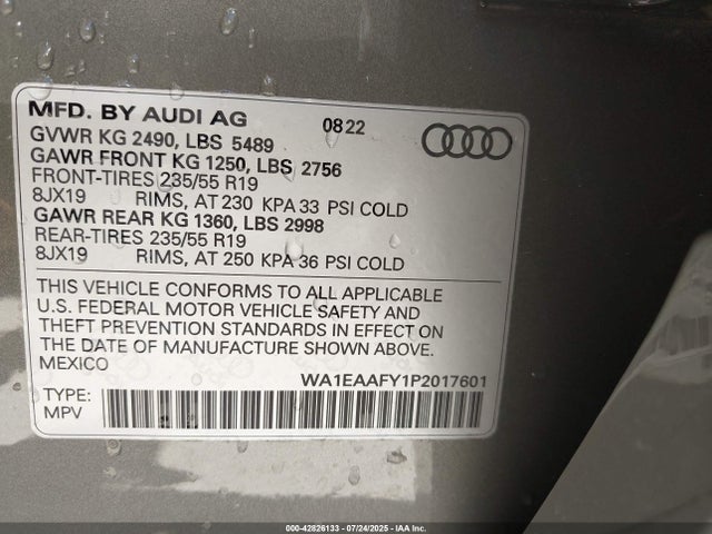 2023 AUDI Q5 WA1EAAFY1P2017601 Photo 8