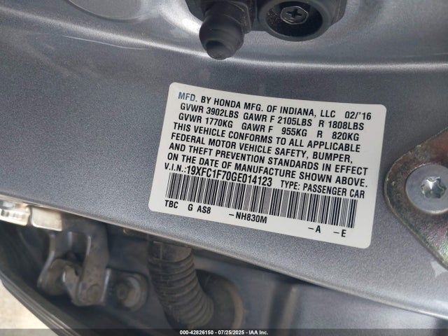 19XFC1F70GE014123 Honda l15b7