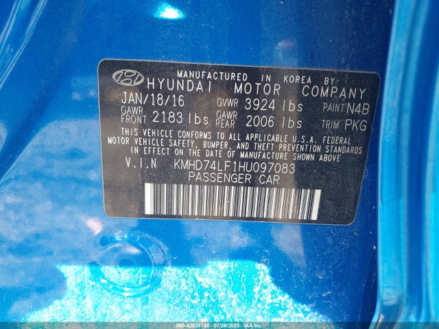 Hyundai Elantra 2017 KMHD74LF1HU097083 Image 9