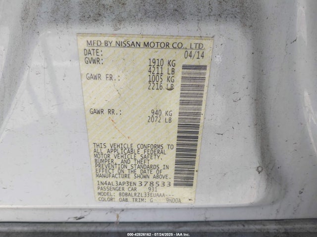 1N4AL3AP3EN378533 Nissan 2014