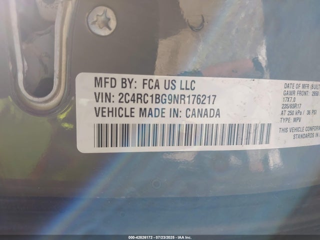 2C4RC1BG9NR176217 Chrysler Pacifica