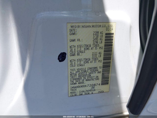 1N6AD0ER0EN720874 Nissan 2014
