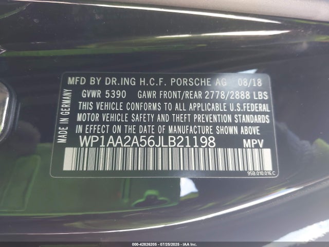 Porsche 2018 2018 WP1AA2A56JLB21198 Image 9