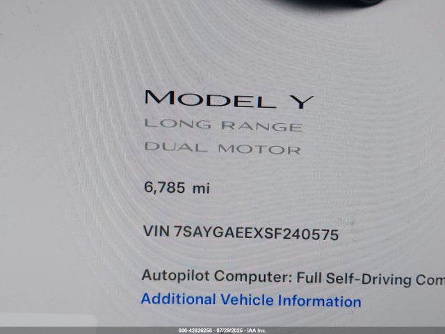 Tesla 2025 2025 7SAYGAEEXSF240575 Image 7